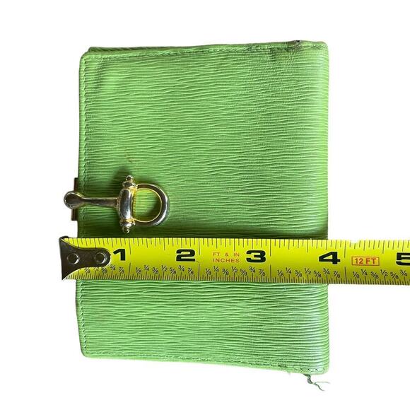 PICCHIONI Lime Green Leather Wallet w Gold-tone Clasp Closure - Picture 5 of 16